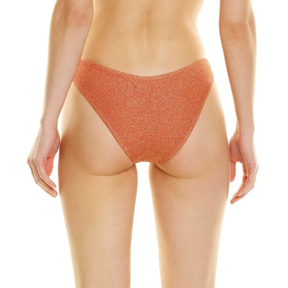 Beach Riot Vanessa Bikini Bottom Rose Gold Metallic Medium NWOT Nylon Made in US - Picture 2 of 6